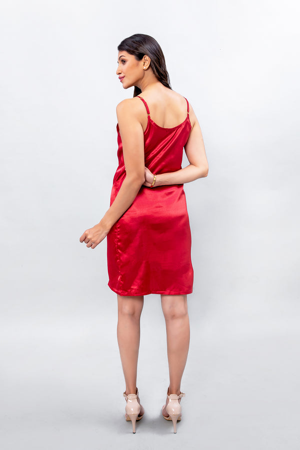 Scarlet Satin Slip Dress