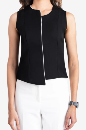 Women's formal top, sleeveless black color top. Comfortable, easy to wear, stylish and fashionable. formal wear/ work wear.