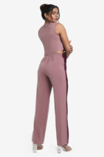 Multicolored coord set in pink and burgundy color, set has a top and straight pant. Top is sleeveless has two colors. Pant comes in two colors, very comfortable, easy to wear. Suitable for women who are looking for casual coord set. Can be worn by women of any age group.