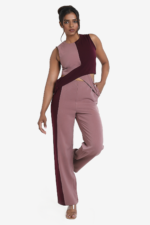 Multicolored coord set in pink and burgundy color, set has a top and straight pant. Top is sleeveless has two colors. Pant comes in two colors, very comfortable, easy to wear. Suitable for women who are looking for casual coord set. Can be worn by women of any age group.